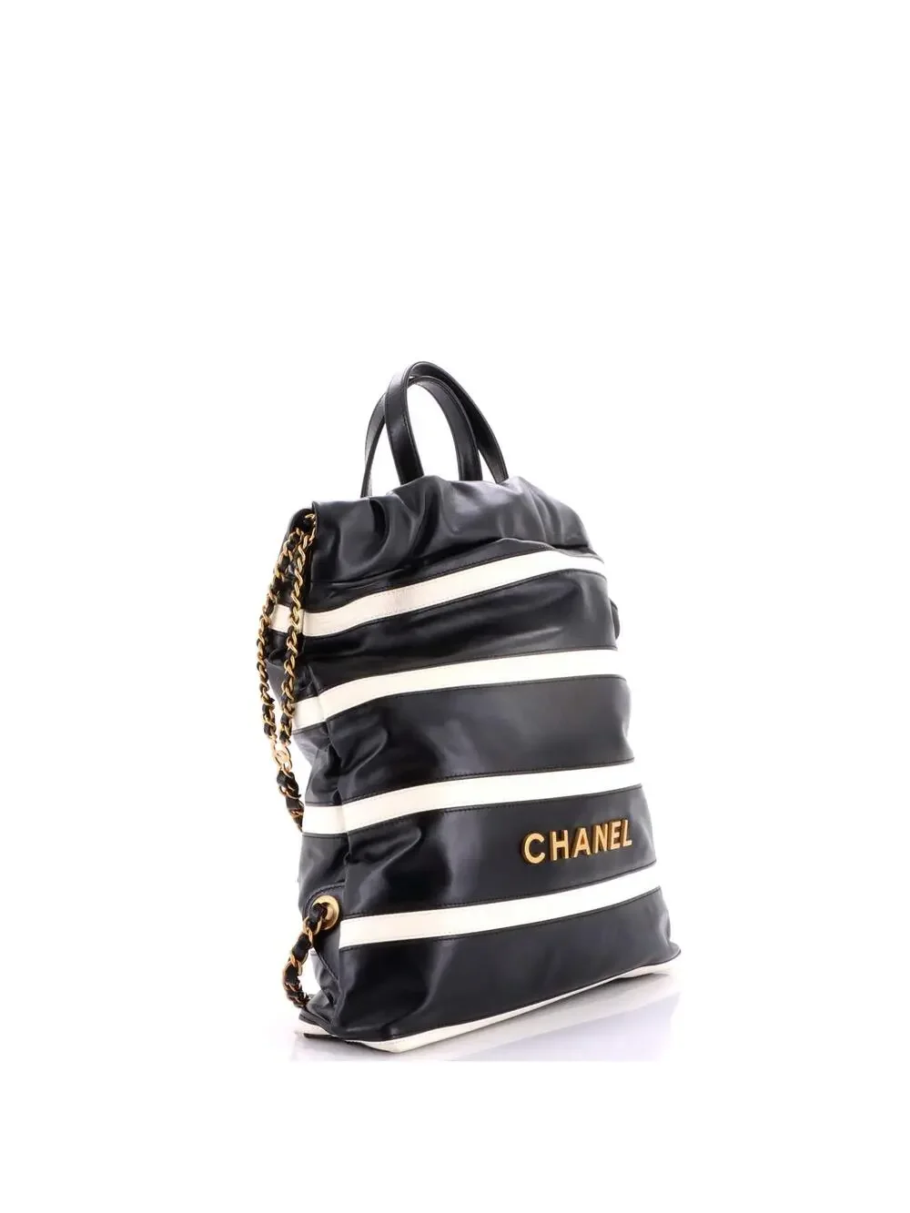 Chanel 22 Chain Backpack Striped Shiny #256590C49B